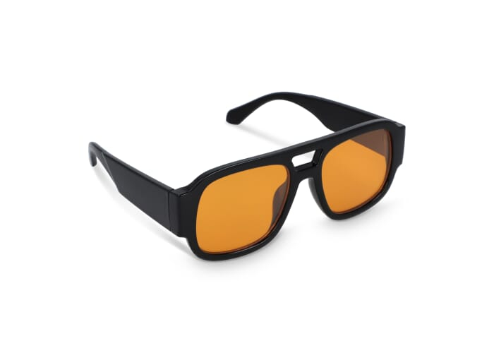 Lunettes UV400 personnalisées en RPC recyclé Noor noir / Orange